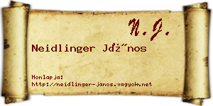 Neidlinger János névjegykártya